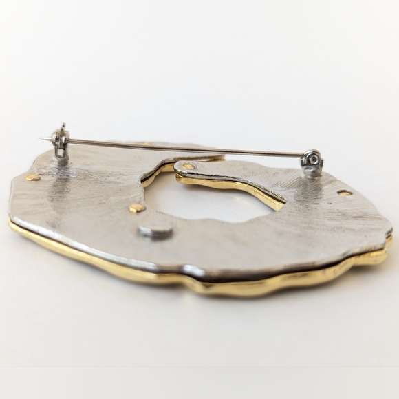Vintage PARKLANE Abstract Swirl Brooch in Gold & Silver Tone Modernist Brutalist - Picture 13 of 16